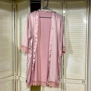 Pink satin robe